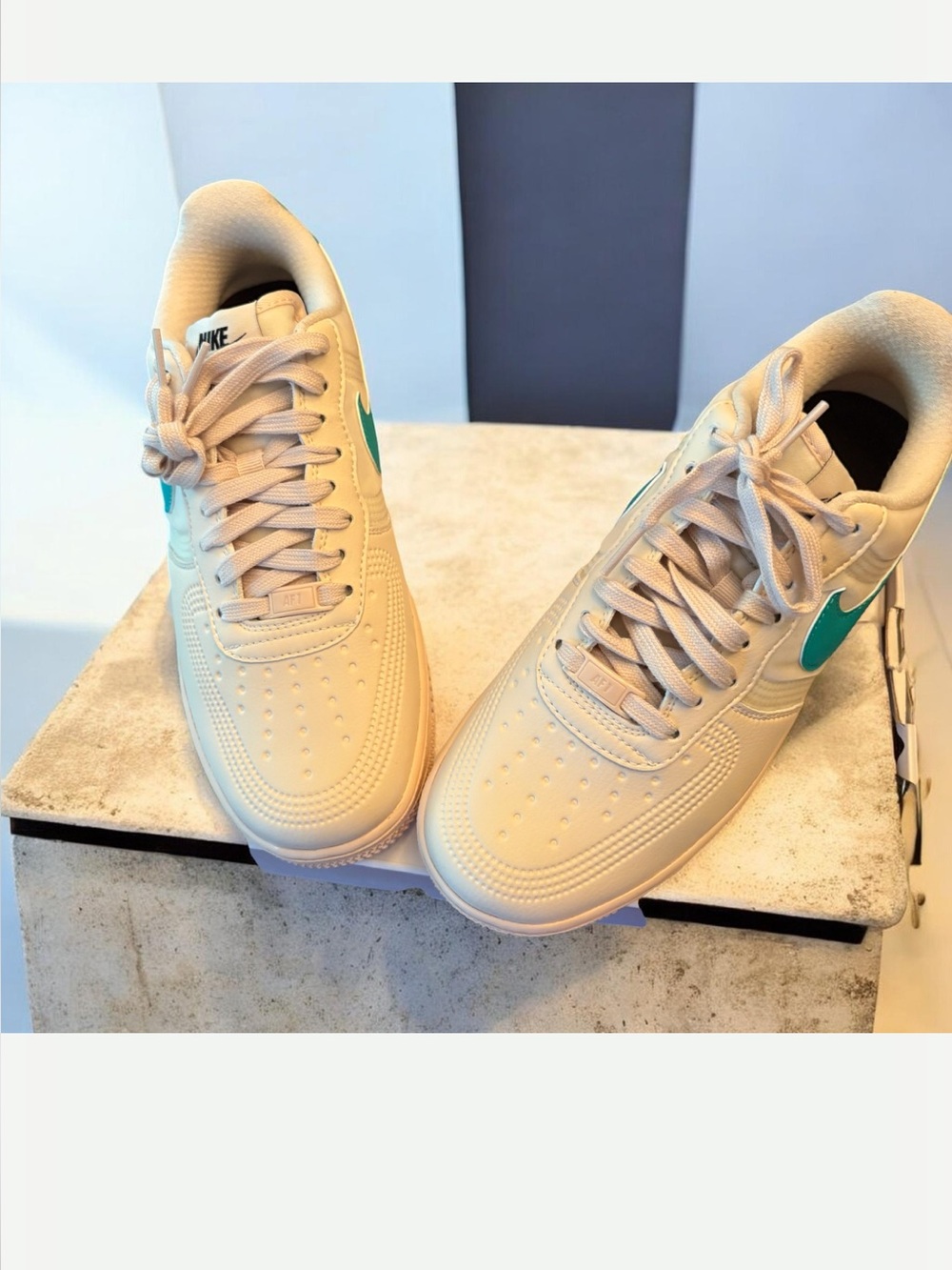 Nike Air Force 1 Low “Nike By You” Custom – White/Teal Size Men 7/Woman 8.5 - Picture 2 of 9